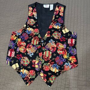 Vintage 80s 90s Holiday Christmas Presents Vest GrandmaCore Festive Tacky Ugly